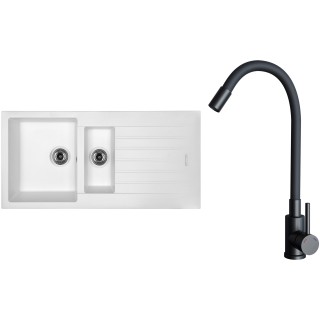 Set Sinks G33228 (dřez Perfecto 1000.1 Milk 28 + baterie Elasta Černá matná)