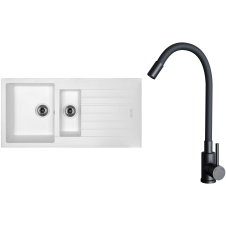 Set Sinks G33228 (dřez Perfecto 1000.1 Milk 28 + baterie Elasta Černá matná)