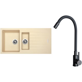 Set Sinks G33250 (dřez Perfecto 1000.1 Sahara 50 + baterie Elasta Černá matná)