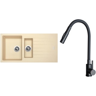 Set Sinks G33350 (dřez Perfecto 1000.1 Sahara 50 + baterie Elasta S Černá matná)