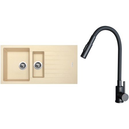 Set Sinks G33350 (dřez Perfecto 1000.1 Sahara 50 + baterie Elasta S Černá matná)