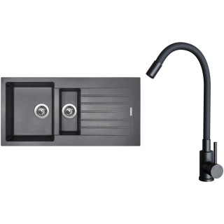 Set Sinks G33272 (dřez Perfecto 1000.1 Titanium 72 + baterie Elasta Černá matná)