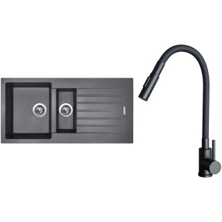 Set Sinks G33372 (dřez Perfecto 1000.1 Titanium 72 + baterie Elasta S Černá matná)