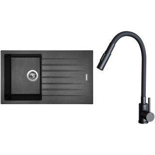 Set Sinks G33774 (dřez Perfecto 860 Metalblack 74 + baterie Elasta S Černá matná)