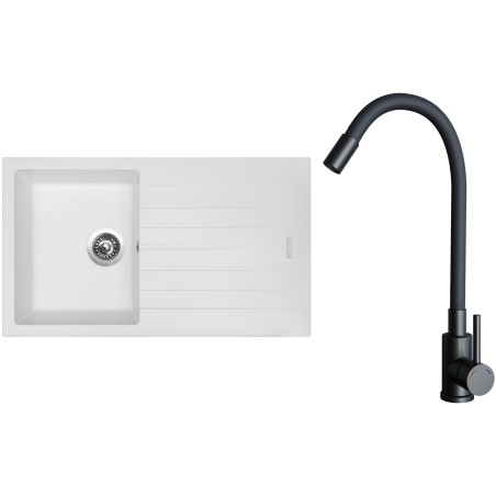 Set Sinks G33628 (dřez Perfecto 860 Milk 28 + baterie Elasta Černá matná)