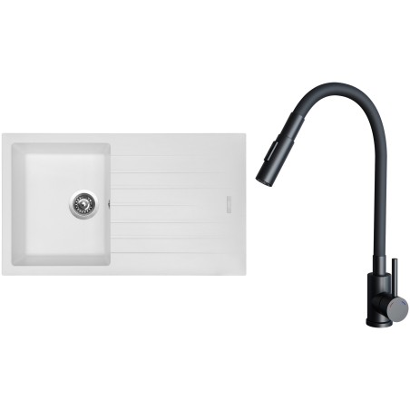 Set Sinks G33728 (dřez Perfecto 860 Milk 28 + baterie Elasta S Černá matná)