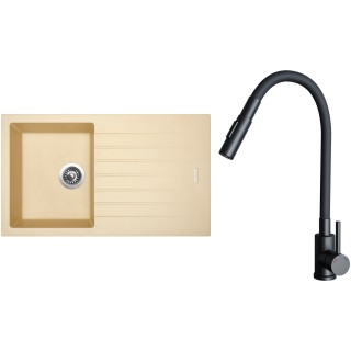 Set Sinks G33750 (dřez Perfecto 860 Sahara 50 + baterie Elasta S Černá matná)