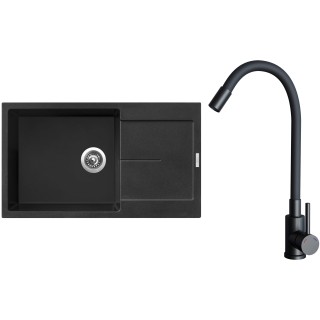 Set Sinks G33874 (dřez Ultima 860 XXL Metalblack 74 + baterie Elasta Černá matná)