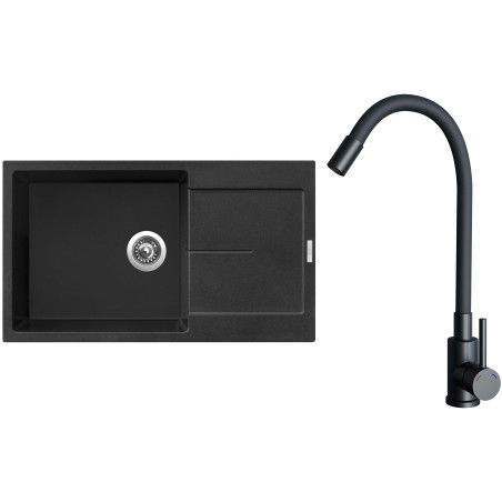 Set Sinks G33874 (dřez Ultima 860 XXL Metalblack 74 + baterie Elasta Černá matná)