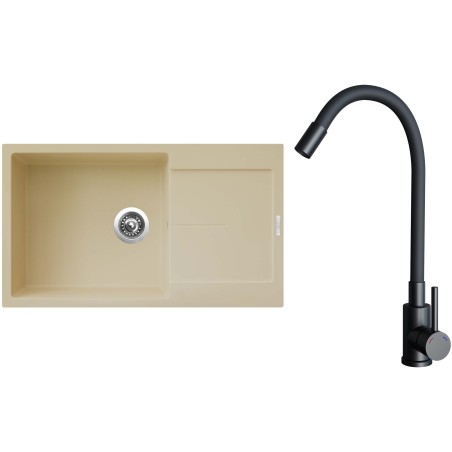 Set Sinks G33850 (dřez Ultima 860 XXL Sahara 50 + baterie Elasta Černá matná)