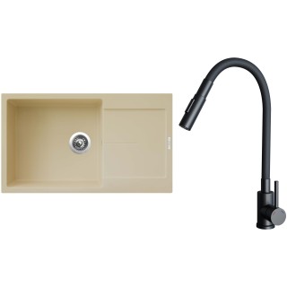 Set Sinks G33950 (dřez Ultima 860 XXL Sahara 50 + baterie Elasta S Černá matná)
