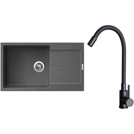 Set Sinks G33872 (dřez Ultima 860 XXL Titanium 72 + baterie Elasta Černá matná)