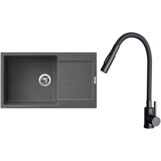 Set Sinks G33972 (dřez Ultima 860 XXL Titanium 72 + baterie Elasta S Černá matná)