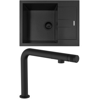 Set Sinks G270N6 (dřez Amanda 650 NANO BL Nanoblack N6 + baterie Comforta Nanoblack N6)