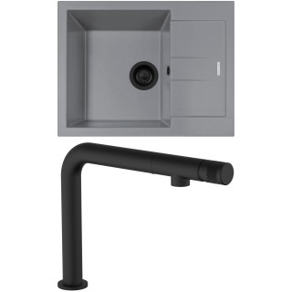 Set Sinks G270N4 (dřez Amanda 650 NANO BL Nanogrey N4 + baterie Comforta Nanoblack N6)