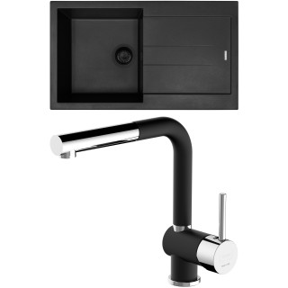 Set Sinks G282N6 (dřez Amanda 860 NANO BL Nanoblack N6 + baterie Mix 3 P Nanoblack N6)