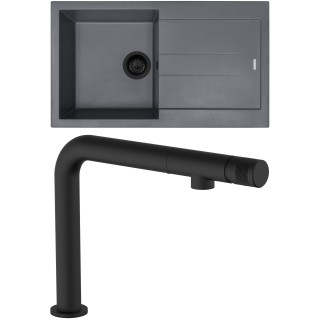 Set Sinks G280N4 (dřez Amanda 860 NANO BL Nanogrey N4 + baterie Comforta Nanoblack N6)