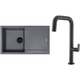 Set Sinks G281N4 (dřez Amanda 860 NANO BL Nanogrey N4 + baterie Eva P Nanoblack N6)