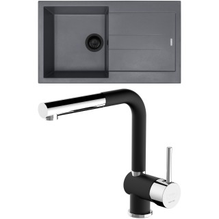 Set Sinks G282N4 (dřez Amanda 860 NANO BL Nanogrey N4 + baterie Mix 3 P Nanoblack N6)