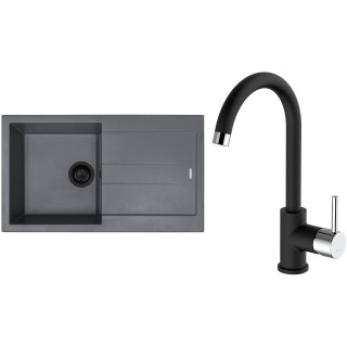 Set Sinks G283N4 (dřez Amanda 860 NANO BL Nanogrey N4 + baterie Mix 35 Nanoblack N6)