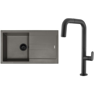 Set Sinks G281N3 (dřez Amanda 860 NANO BL Nanotruffle N3 + baterie Eva P Nanoblack N6)