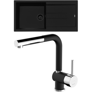 Set Sinks G288N6 (dřez Amanda 990 NANO BL Nanoblack N6 + baterie Mix 3 P Nanoblack N6)