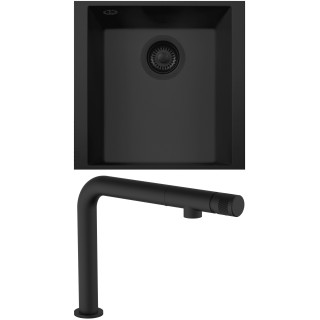 Set Sinks G294N6 (dřez Cube 340U NANO BL Nanoblack N6 + baterie Comforta Nanoblack N6)