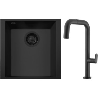 Set Sinks G295N6 (dřez Cube 340U NANO BL Nanoblack N6 + baterie Eva P Nanoblack N6)