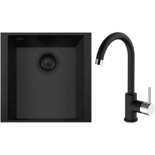 Set Sinks G297N6 (dřez Cube 340U NANO BL Nanoblack N6 + baterie Mix 35 Nanoblack N6)