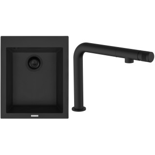 Set Sinks G300N6 (dřez Cube 410 NANO BL Nanoblack N6 + baterie Comforta Nanoblack N6)