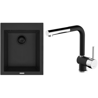 Set Sinks G302N6 (dřez Cube 410 NANO BL Nanoblack N6 + baterie Mix 3 P Nanoblack N6)