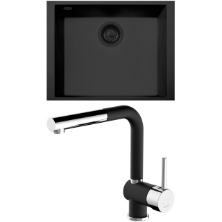 Set Sinks G306N6 (dřez Cube 490U NANO BL Nanoblack N6 + baterie Mix 3 P Nanoblack N6)