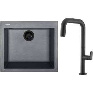 Set Sinks G311N4 (dřez Cube 560 NANO BL Nanogrey N4 + baterie Eva P Nanoblack N6)
