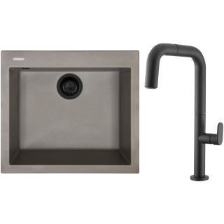 Set Sinks G311N3 (dřez Cube 560 NANO BL Nanotruffle N3 + baterie Eva P Nanoblack N6)