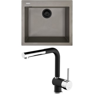 Set Sinks G312N3 (dřez Cube 560 NANO BL Nanotruffle N3 + baterie Mix 3 P Nanoblack N6)