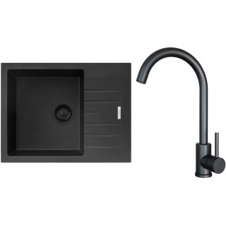 Set Sinks G24426BL (dřez Perfecto 650 BL Pureblack 26 + baterie Arco Černá matná)