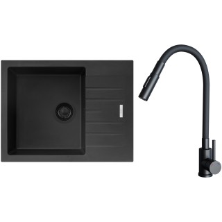 Set Sinks G24826BL (dřez Perfecto 650 BL Pureblack 26 + baterie Elasta S Černá matná)