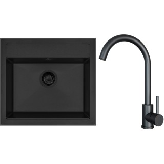 Set Sinks G23626BL (dřez Solo 560 BL Pureblack 26 + baterie Arco Černá matná)