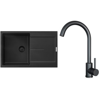 Set Sinks G25026BL (dřez Ultima 790 BL Pureblack 26 + baterie Arco Černá matná)