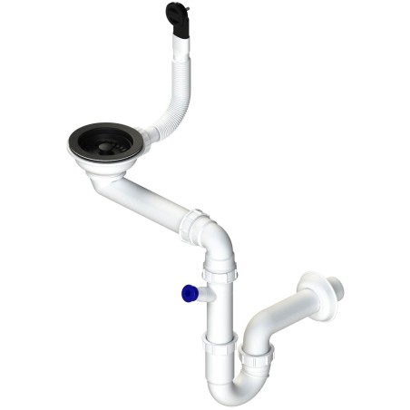 Sifon Sinks SPNG3SBL 3 1/2" pro granitové dřezy, s extra úsporou místa, černé komponenty