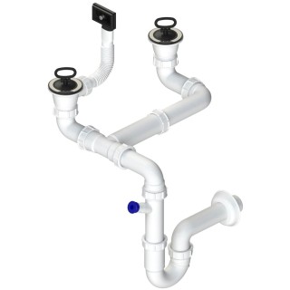 Dvousifon Sinks SPNS1D 1 1/2" pro nerezové dřezy, s úsporou místa