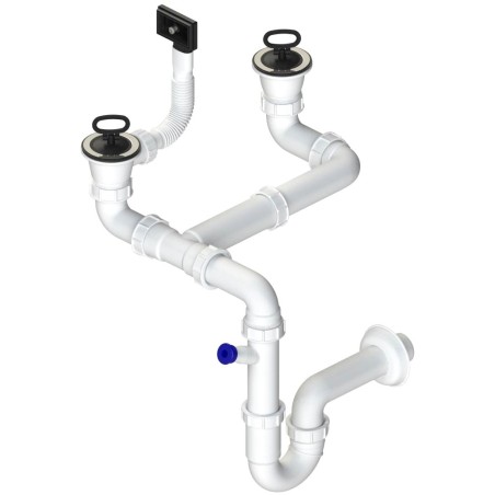 Dvousifon Sinks SPNS1D 1 1/2" pro nerezové dřezy, s úsporou místa