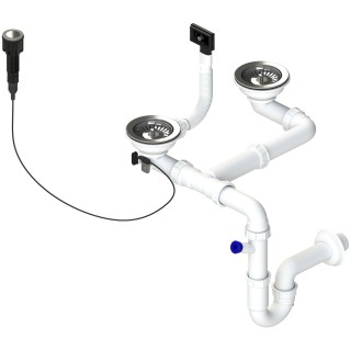 Dvousifon Sinks SPNS3DXCC 3 1/2" pro nerezové dřezy, s extra úsporou místa, s excentrickým...