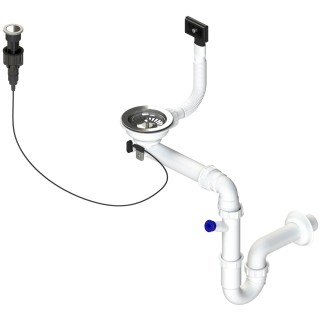 Sifon Sinks SPNS3SXCC 3 1/2" pro nerezové dřezy, s extra úsporou místa, s excentrickým ovladačem...