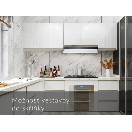 Odsavač par Cata Renova Pure Air MNV 90 GWH, Nerez / bílé sklo