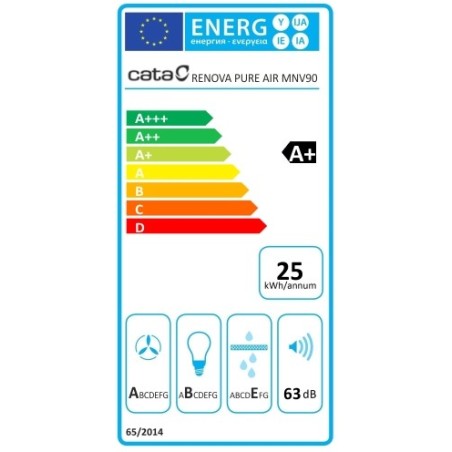 Odsavač par Cata Renova Pure Air MNV 90 GWH, Nerez / bílé sklo
