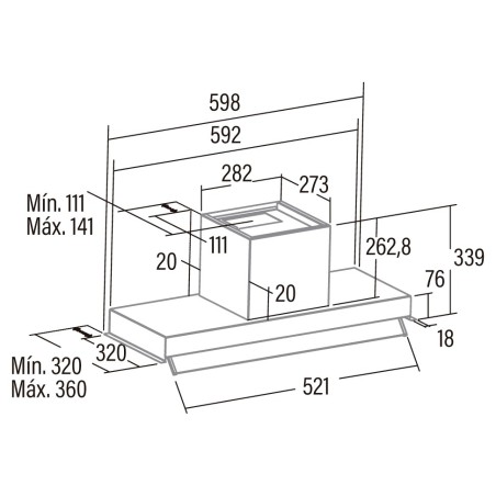 Odsavač par Cata Armonia 60, Nerez / čiré sklo