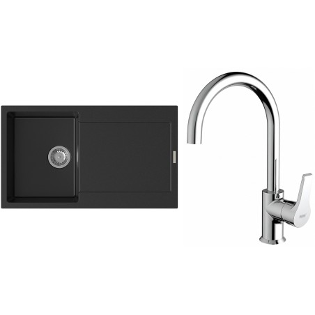 Set StrongSinks S3 (dřez Zala 860 Černá + baterie Rhona Chrom)