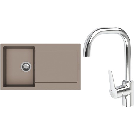 Set StrongSinks S3 (dřez Zala 860 Béžová + baterie Garonne Chrom)