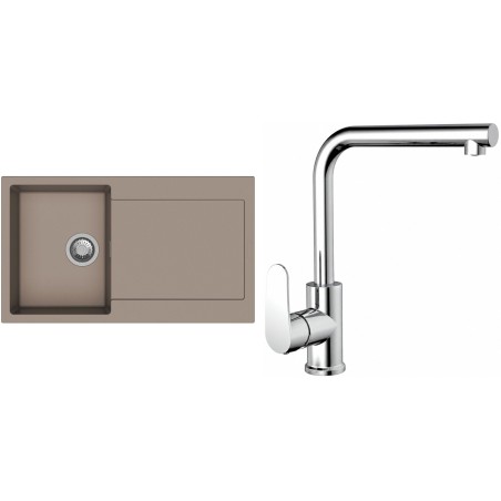 Set StrongSinks S3 (dřez Zala 860 Béžová + baterie Stréva Chrom)